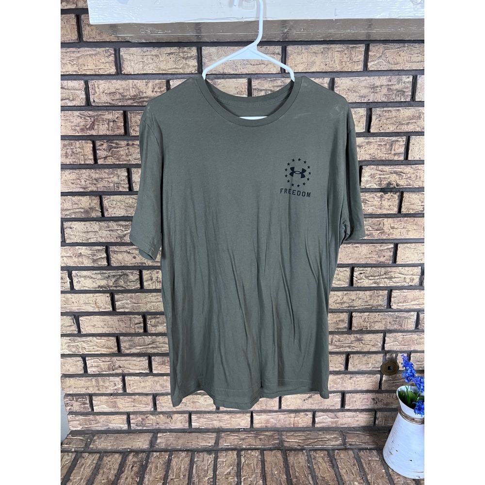 Under Armour Freedom HeatGear T-Shirt XL Army Green 🇺🇸 Snake Graphic